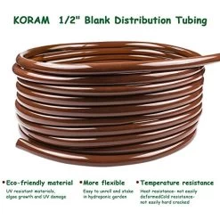KORAM Drip Irrigation 1/4 Blank Distribution Tubing Drip Watering Hose 50ft Roll With Plant Tag, Brown -Garden Supply Store 513GuHgf oL