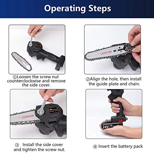 Foscomax Chainsaw, 4 Inch 24V Electric Chainsaw With Brushless Motor, Handheld Mini Chainsaw, Cordless Rechargeable… 6 Foscomax Chainsaw, 4 Inch 24V Electric Chainsaw With Brushless Motor, Handheld Mini Chainsaw, Cordless Rechargeable… - Image 6