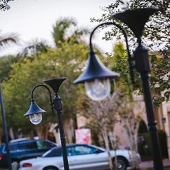 GAMA SONIC GS-109F-B Everest Post Lamp Outdoor Solar Light Fixture, 3″ Pole-Fitter Mount, Black -Garden Supply Store 5148PhCyedL