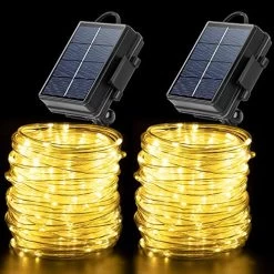 Solar Rope Lights Outdoor,Solar String Lights,Clear Tube LED Rope Light,Contain 2 Pack 65.6Ft 200 LED Light,Waterproof…