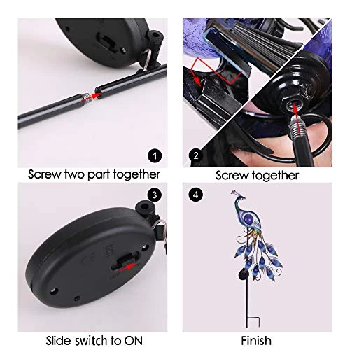 Valery Madelyn 31.5 Inch Metal Peacock Garden Decor Solar Lights, Solar Peacock Stake Lawn Ornaments For Outdoor Outside… 5 Valery Madelyn 31.5 Inch Metal Peacock Garden Decor Solar Lights, Solar Peacock Stake Lawn Ornaments For Outdoor Outside… - Image 5