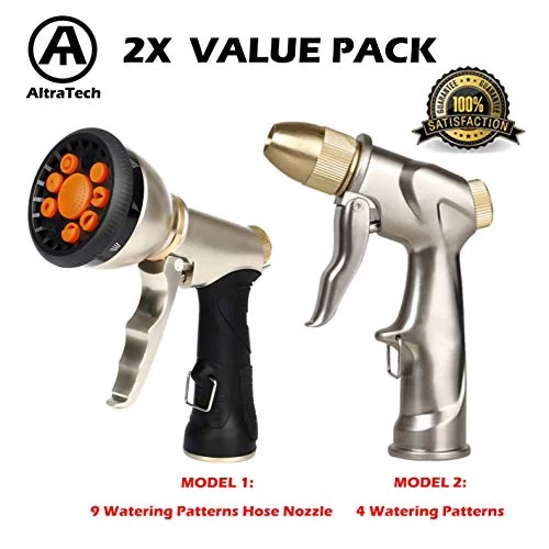 AltraTech Metal Garden Hose Nozzle Heavy Duty Spray Gun 2 Mixed Pack Metal Sprayer 9 Patterns Brass For Car Washing… 2 AltraTech Metal Garden Hose Nozzle Heavy Duty Spray Gun 2 Mixed Pack Metal Sprayer 9 Patterns Brass For Car Washing… - Image 2