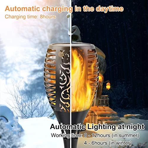 Permande Solar Torch Light With Flickering Flame, Fire Effect Lantern, Garden Light, Auto On/off Dust To Dawn, Outdoor… 4 Permande Solar Torch Light With Flickering Flame, Fire Effect Lantern, Garden Light, Auto On/off Dust To Dawn, Outdoor… - Image 4