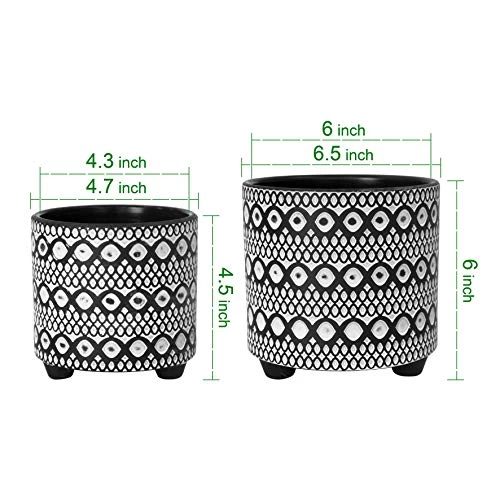 Set Of 2 Planter Pots, 4 Inch & 6 Inch, Modern Design Ceramic Plants Pot With Drainage Hole, Gold/White 2 Set Of 2 Planter Pots, 4 Inch & 6 Inch, Modern Design Ceramic Plants Pot With Drainage Hole, Gold/White - Image 2