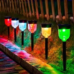 LED Solar Light Outdoor, SMY 6 Packs Solar Pathway Lights With 7 Color Changing Waterproof IP65, Auto On/Off Outdoor…