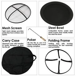 Sunnydaze Portable Fire Pit Bowl – Round Wood-Burning Fire Bowl For Outside With Spark Screen, Fireplace Poker, Folding… -Garden Supply Store 515Ew0D7xuL