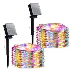 Outdoor Solar String Lights, 2 Pack 33FT 100 LED Solar Fairy Lights Waterproof Decoration Copper Wire Lights With 8…