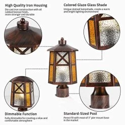 Outdoor Post Lights, BETLING Outdoor Post Lantern Exterior Pole Lantern With Pier Mount Pole Lights Bronze Post Cap… -Garden Supply Store 515WTooRJeL