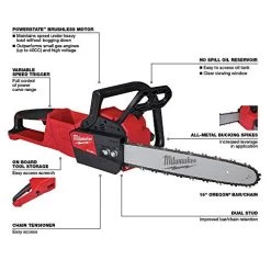 Milwaukee M18 FUEL 16 Inch 18-Volt Lithium-Ion Battery Brushless Cordless Chainsaw 2727-20 (Tool-Only) -Garden Supply Store 515cnmgRQwL