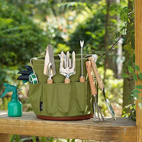9 Piece Garden Tote And Tools Set, Garden Bucket Tool Kit Organizer With 18 Deep Pockets, Gardening Hand Tools And… 2 9 Piece Garden Tote And Tools Set, Garden Bucket Tool Kit Organizer With 18 Deep Pockets, Gardening Hand Tools And… - Image 2