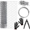 Chicken Wire Mesh, 13.7 X 196.8 Inch Poultry Wire Netting Hexagonal Galvanized Mesh With Gloves, Wire Cutters, Fence Nails, Cable Ties For Craft Projects, Pet Rabbit Chicken Wire Fencing