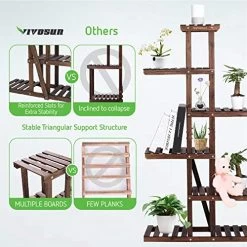 VIVOSUN Plant Stand 6 Tiers 12 Potted Indoor Plant Shelf, Tiered Wooden Flower Holder Ladder Plant Rack For Garden… -Garden Supply Store 517BJnYy 5L