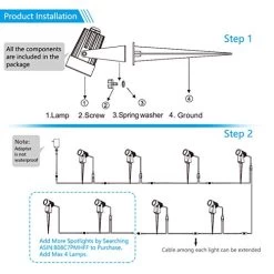 Landscape Lighting, ALOVECO LED Garden Lights 12V Low Voltage Outdoor Spotlights IP65 Waterproof With Spike Pathway… 9 Landscape Lighting, ALOVECO LED Garden Lights 12V Low Voltage Outdoor Spotlights IP65 Waterproof With Spike Pathway… -Garden Supply Store 517EhytwMWL