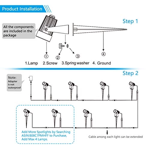 Landscape Lighting, ALOVECO LED Garden Lights 12V Low Voltage Outdoor Spotlights IP65 Waterproof With Spike Pathway… 3 Landscape Lighting, ALOVECO LED Garden Lights 12V Low Voltage Outdoor Spotlights IP65 Waterproof With Spike Pathway… - Image 3