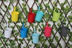 JNDJNFV Flower Pots, Tiny Cute Multicolor Metal Iron Indoor Outdoor Garden Planters Hanging Flower Plant Pots Small… -Garden Supply Store 517F7ulMDBL