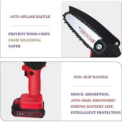 Mini Chainsaw 4-Inch Cordless Power Chain Saws With Rechargeable Battery Pruning Shears Chainsaw For Courtyard Tree… -Garden Supply Store 517FhvkTsLL