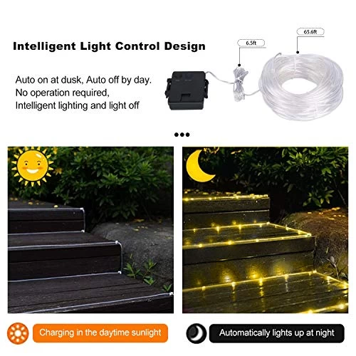 Solar Rope Lights Outdoor,Solar String Lights,Clear Tube LED Rope Light,Contain 2 Pack 65.6Ft 200 LED Light,Waterproof… 4 Solar Rope Lights Outdoor,Solar String Lights,Clear Tube LED Rope Light,Contain 2 Pack 65.6Ft 200 LED Light,Waterproof… - Image 4