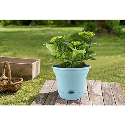 T4U Self Watering Planter Pot Round Blue 9.5 Inch Set Of 4, Plastic Plant Pot With Water Storage Base Indoor Outdoor… 2 T4U Self Watering Planter Pot Round Blue 9.5 Inch Set Of 4, Plastic Plant Pot With Water Storage Base Indoor Outdoor… - Image 2