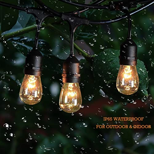 Outdoor String Lights 48Ft With 18 Waterproof Edison Bulbs Yard Lights Connectable Hanging Lights Decorative Café Garden… 4 Outdoor String Lights 48Ft With 18 Waterproof Edison Bulbs Yard Lights Connectable Hanging Lights Decorative Café Garden… - Image 4