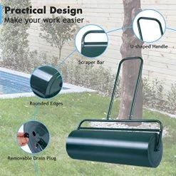 Goplus Lawn Roller, Push/Tow Behind Water/Sand Filled Steel Yard Sod Roller For Garden Backyard, 13 Gallon/48 L, 24″x13″ -Garden Supply Store 518t92wu20L 1
