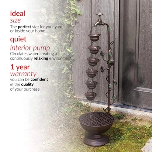 Alpine Metal Hanging 6-Cup Tier Layered Fountain, 36 Inch Tall , Bronze 4 Alpine Metal Hanging 6-Cup Tier Layered Fountain, 36 Inch Tall , Bronze - Image 4