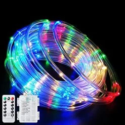 Fatpoom LED Rope Lights Battery Operated String Lights 40Ft 120 LEDs 8 Modes Outdoor Waterproof Fairy Lights Dimmable…