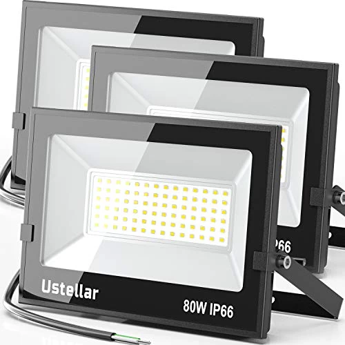 Ustellar 3 Pack 80W Led Flood Lights Outdoor Bright 8000LM Security Lights Outside IP66 Waterproof 5000K Dalylight White… 1 Ustellar 3 Pack 80W Led Flood Lights Outdoor Bright 8000LM Security Lights Outside IP66 Waterproof 5000K Dalylight White…