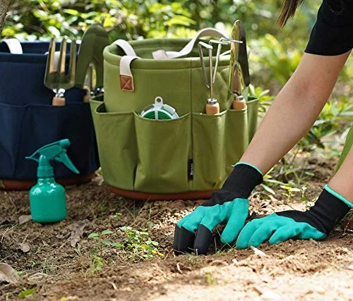 9 Piece Garden Tote And Tools Set, Garden Bucket Tool Kit Organizer With 18 Deep Pockets, Gardening Hand Tools And… 5 9 Piece Garden Tote And Tools Set, Garden Bucket Tool Kit Organizer With 18 Deep Pockets, Gardening Hand Tools And… - Image 5