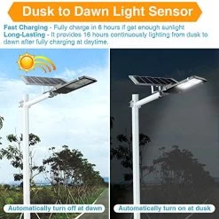 WisHomee 1000W LED Solar Street Lights, 765 LEDs, Outdoor Dusk To Dawn Pole Light With Remote Control, Waterproof, Ideal… -Garden Supply Store 51BI9cCyXfL