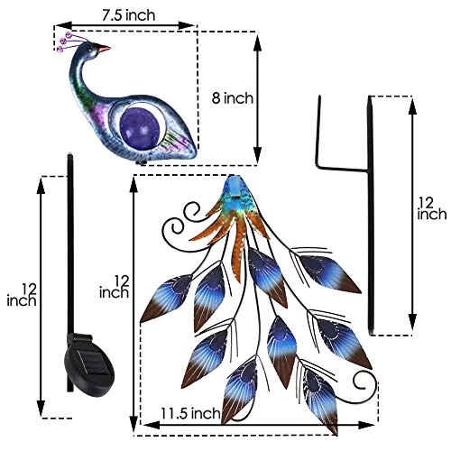 Valery Madelyn 31.5 Inch Metal Peacock Garden Decor Solar Lights, Solar Peacock Stake Lawn Ornaments For Outdoor Outside… 3 Valery Madelyn 31.5 Inch Metal Peacock Garden Decor Solar Lights, Solar Peacock Stake Lawn Ornaments For Outdoor Outside… - Image 3