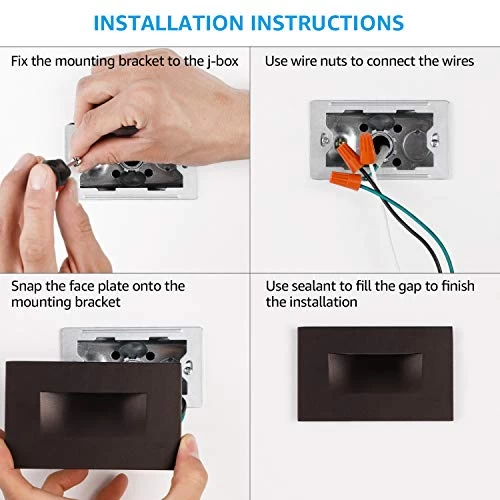 LEONLITE Classic Series 120V LED Step Lights, Dimmable 3.5W Indoor Outdoor Stair Light, 110lm, ETL Listed, Vertical… 4 LEONLITE Classic Series 120V LED Step Lights, Dimmable 3.5W Indoor Outdoor Stair Light, 110lm, ETL Listed, Vertical… - Image 4