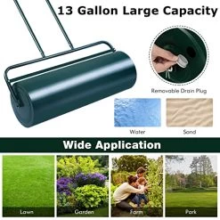 Goplus Lawn Roller, Push/Tow Behind Water/Sand Filled Steel Yard Sod Roller For Garden Backyard, 13 Gallon/48 L, 24″x13″ -Garden Supply Store 51DNFOZjG6L