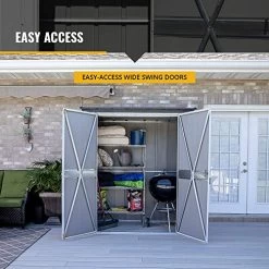 Spacemaker Designed By Arrow Sheds 6′ X 3′ X 6′ Compact Outdoor Metal Backyard, Patio, And Garden Shed Kit -Garden Supply Store 51Dr587qbFL