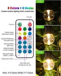 WENFENG 2 Pack RGB Colored LED Christmas Outdoor String Lights With Remote Control, Dimmable Shartterproof 30+5 G60… 11 WENFENG 2 Pack RGB Colored LED Christmas Outdoor String Lights With Remote Control, Dimmable Shartterproof 30+5 G60… -Garden Supply Store 51EqrRR7ycL