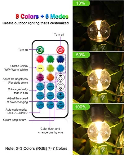 WENFENG 2 Pack RGB Colored LED Christmas Outdoor String Lights With Remote Control, Dimmable Shartterproof 30+5 G60… 5 WENFENG 2 Pack RGB Colored LED Christmas Outdoor String Lights With Remote Control, Dimmable Shartterproof 30+5 G60… - Image 5