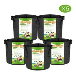 MELONFARM 5-Pack 10 Gallon Grow Bags Heavy Duty Aeration Fabric Pots,Thickened Non-Woven With Durable Handles, For Plant…