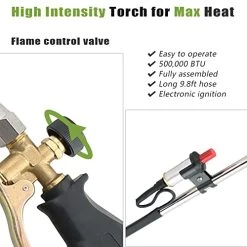 ATPEAM Propane Torch Weed Burner Kit | High Output 500,000 BTU, Heavy Duty Weed Torch Wand With Turbo Trigger Push Button Igniterand 9.8 Ft Hose For Ice Snow Melter, Roofing, Roads 9 ATPEAM Propane Torch Weed Burner Kit | High Output 500,000 BTU, Heavy Duty Weed Torch Wand With Turbo Trigger Push Button Igniterand 9.8 Ft Hose For Ice Snow Melter, Roofing, Roads -Garden Supply Store 51FjEST 2TL