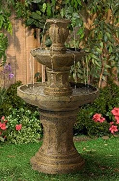 Tuscan Garden Classic Outdoor Floor Water Fountain 41 1/2″ High 3 Tier For Yard Garden Patio Deck Home – John Timberland