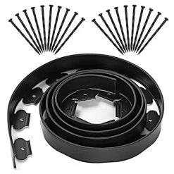 Landscape Edging 20ft No Dig Landscape Edging Kit, Black Garden Edging Border With 20 Spikes, For Flower Bed Edging Decor And Gardens, Lawn (Black-20ft)