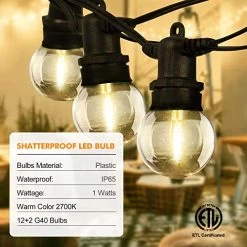 Zanflare Outdoor String Lights 50Ft Waterproof Shatterproof Patio Lights, 25+3 LED Bulbs, Connectable Led Outdoor Lights… -Garden Supply Store 51I6Nv4uR9L