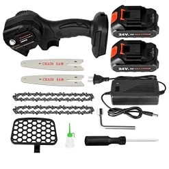 Mini Chainsaw Kit, 4-Inch 24V Cordless Portable Lightweight Lithium Battery Chain Saw With Toolbox, 2 Battery And 2… -Garden Supply Store 51IOUKFwm2BL
