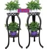 2Packs Metal Potted Plant Stand, Rustproof Decorative Flower Pot Rack With Indoor Outdoor Iron Art Planter Holders…