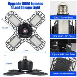 Led Garage Light 2 Pack 80W Aluminum Garage Lights 6000K Garage Light 8000lm Adjustable Four Leaf Garage Lighting… -Garden Supply Store 51IfoCmt8ML