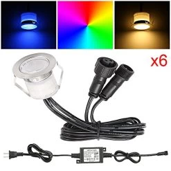 FVTLED 10pcs Low Voltage LED Deck Lights Kit Garden Decoration Multi-Color RGB Light Outdoor Recessed Wood Decking Yard…