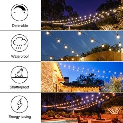 Banord 51FT Outdoor Shatterproof LED String Lights, Waterproof 17 Hanging Sockets With 18 X Dimmable LED Bulb Garden… -Garden Supply Store 51IzLkfNTQL