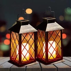 Solar Lanterns Lamp, OxyLED 2 Pack LED Solar Lights Outdoor Hanging Lanterns Solar Powered With Handle, Waterproof…