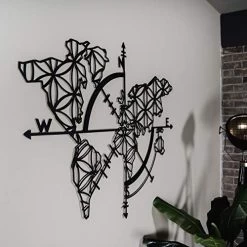 Northshire XL Metal World Map Wall Art 52″x38″ – Compass Wall Decor Modern Wall Hanging For Home Decoration -Garden Supply Store 51JeMNwUagL