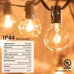 Brightown Outdoor String Lights 25FT G40 Globe Patio Lights With 26 Edison Glass Bulbs (1 Spare), Waterproof Connectable… 10 Brightown Outdoor String Lights 25FT G40 Globe Patio Lights With 26 Edison Glass Bulbs (1 Spare), Waterproof Connectable… -Garden Supply Store 51JpRyD7n4L 1