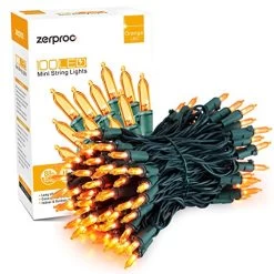 Zerproc Orange Christmas Lights 33ft 100 LED String Lights 120V UL Certified Xmas Tree Lights For Christmas Halloween…