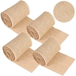 Natural Burlap Tree Wrap Burlap Rolls For Gardening Tree Trunk Wrap Fabric Tree Protector Burlap Wrap Plants Bandage For Keeping Warm And Moisturizing (4 Rolls,4.7 Inches Width)
